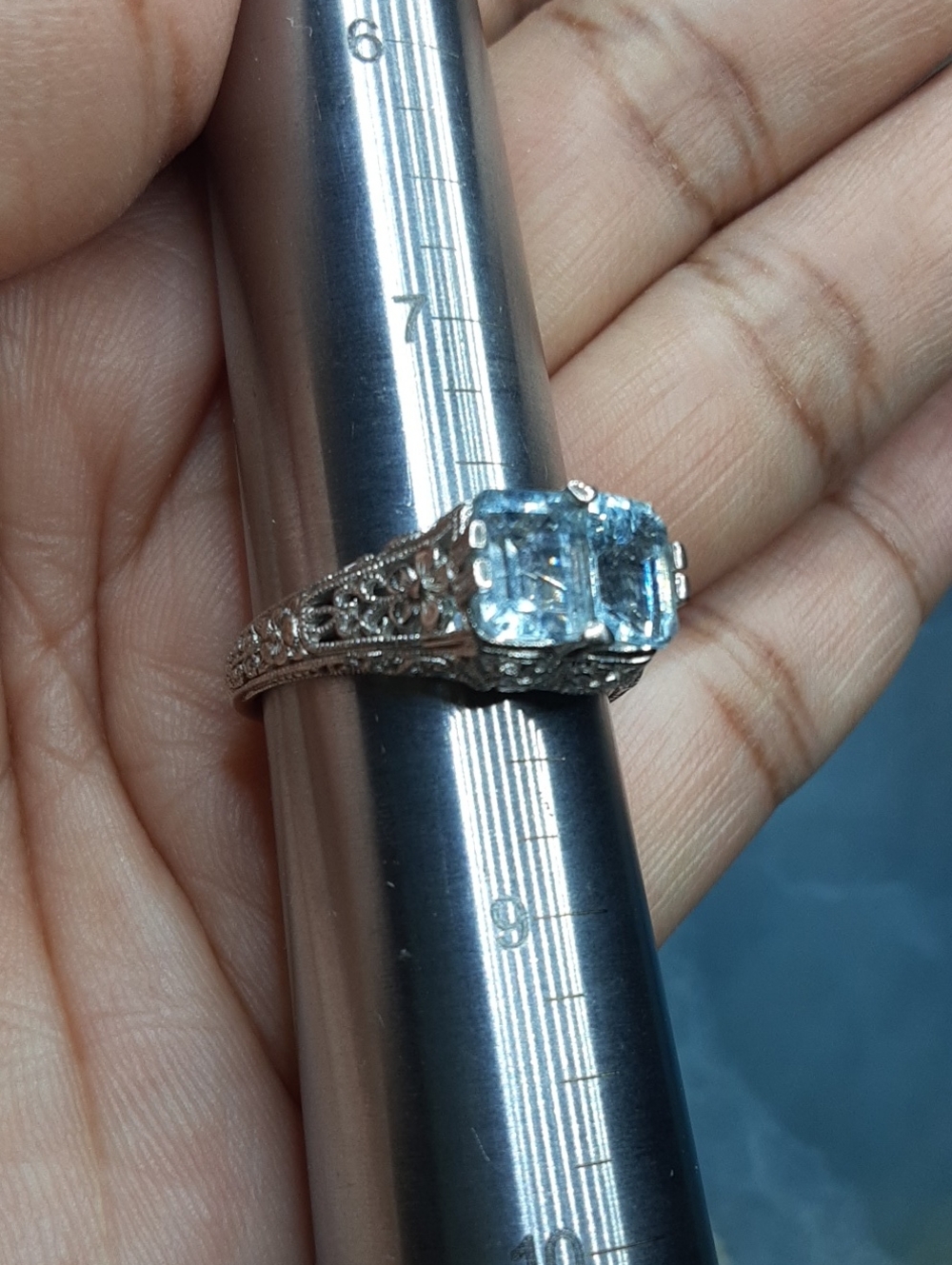 925 Genuine Aquamarine Ring. - Picture 4 of 4